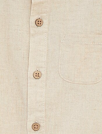 Camicia con collo alla coreana in misto lino