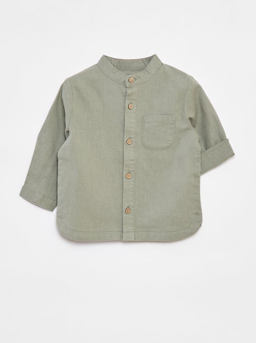 Camicia con collo alla coreana in misto lino - Kiabi