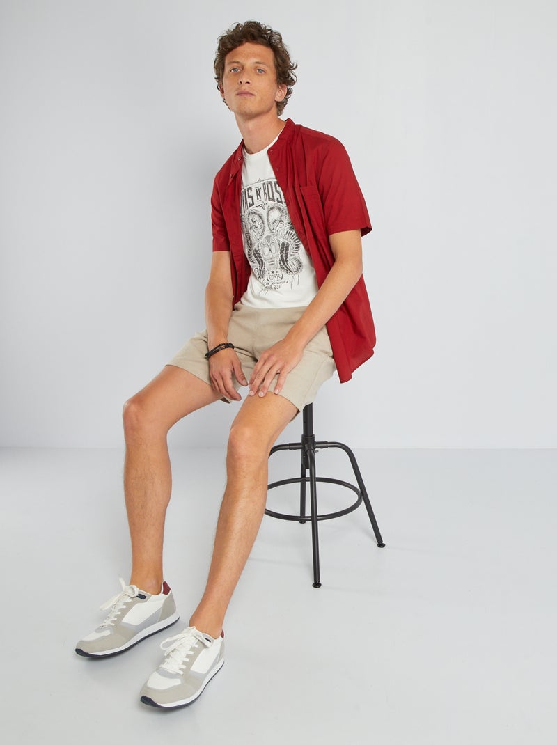 Camicia con collo alla coreana ROSSO - Kiabi