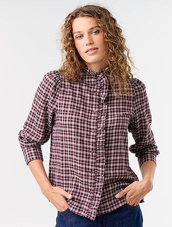 Camicia con collo alto a balze