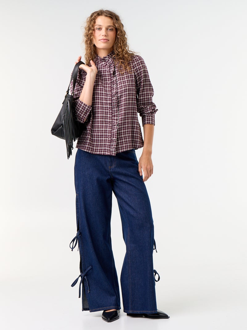 Camicia con collo alto a balze Blu - Kiabi