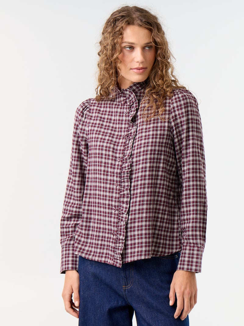 Camicia con collo alto a balze Blu - Kiabi