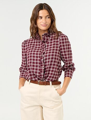 Camicia con collo alto a balze