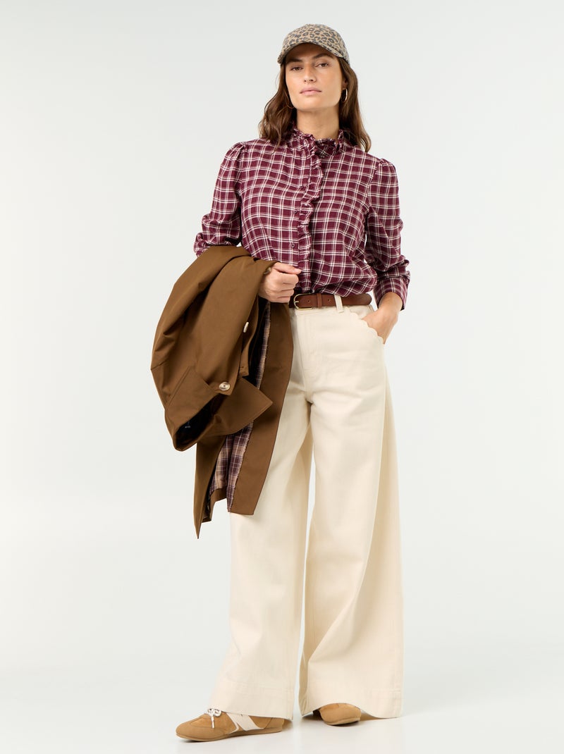 Camicia con collo alto a balze Rosso - Kiabi