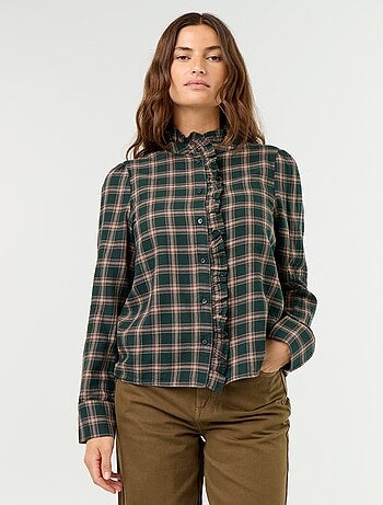 Camicia con collo alto a balze