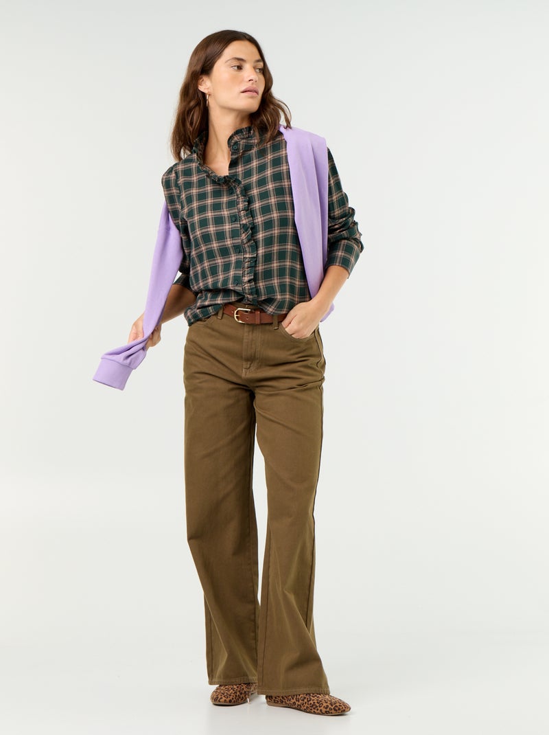 Camicia con collo alto a balze Verde - Kiabi