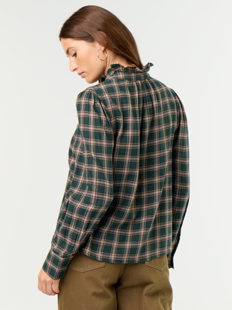 Camicia con collo alto a balze Verde - Kiabi