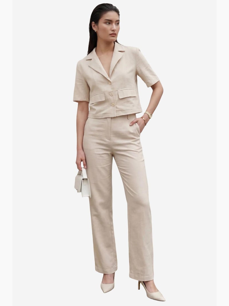 Camicia con dettaglio tasca e pantaloni set due pezzi my fashion Beige argilla - Kiabi