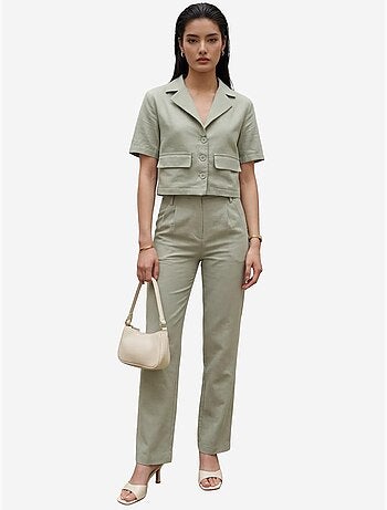Camicia con dettaglio tasca e pantaloni set due pezzi my fashion