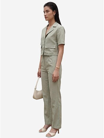 Camicia con dettaglio tasca e pantaloni set due pezzi my fashion