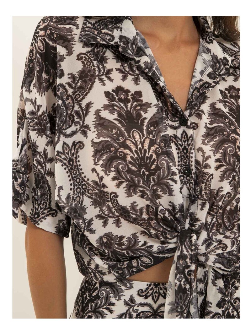 Camicia con motivi annodata OXALIE Nero - Kiabi