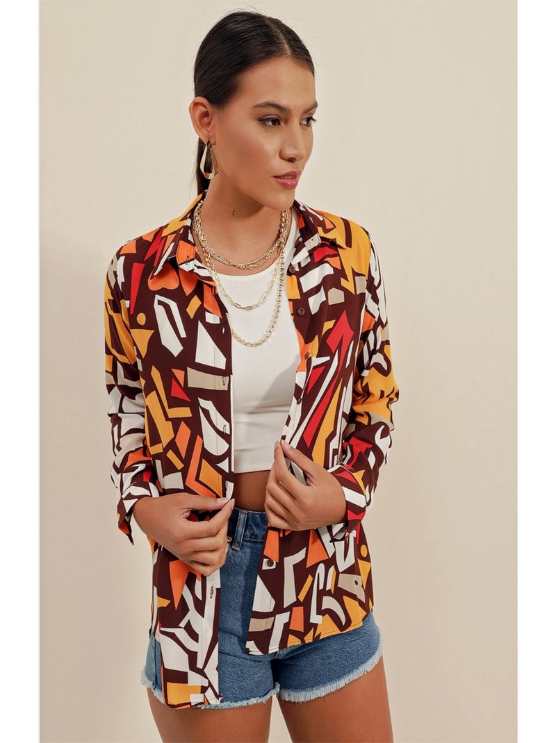 Camicia con motivi grafici Marrone - Kiabi