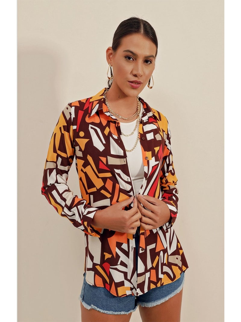 Camicia con motivi grafici Marrone - Kiabi