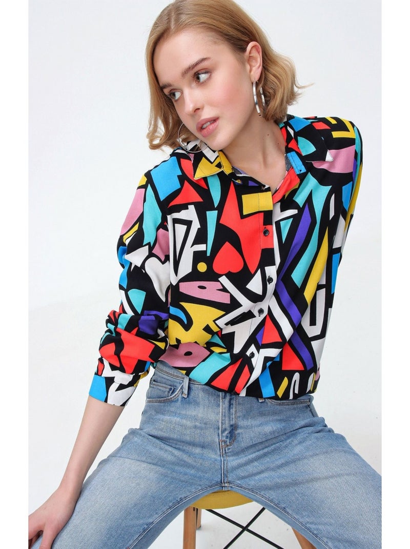 Camicia con motivi grafici Nero Nero - Kiabi