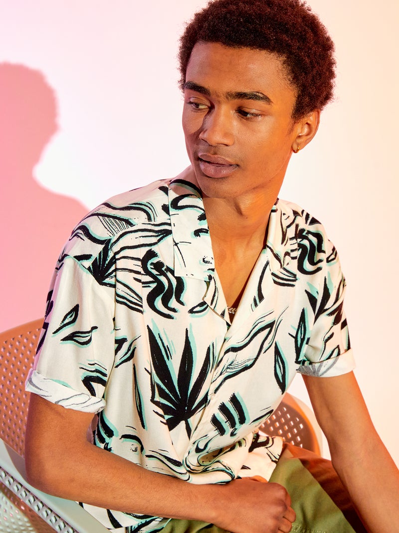 Camicia con motivi morbida e leggera BIANCO - Kiabi