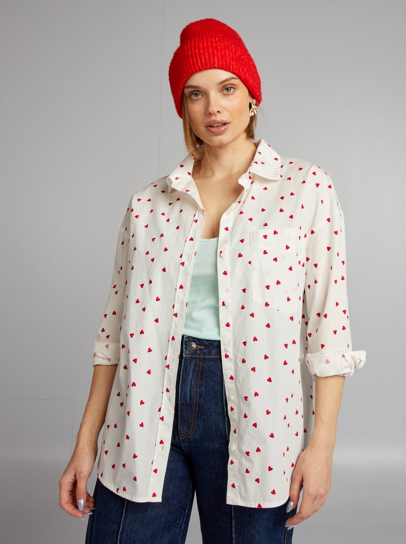 Camicia con motivo cuori ROSSO - Kiabi