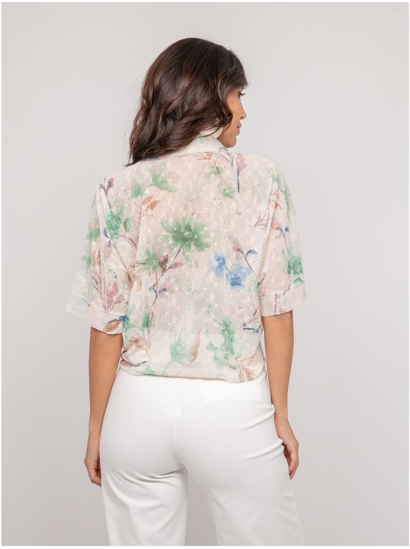 Camicia con motivo e ricamo OWANIE Blu - Kiabi