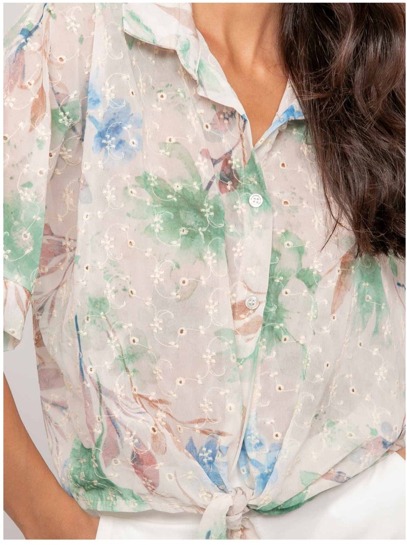 Camicia con motivo e ricamo OWANIE Blu - Kiabi