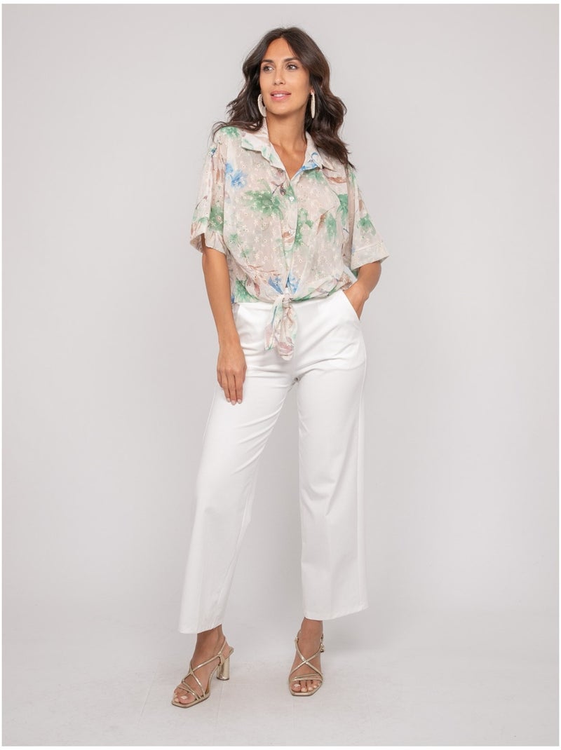 Camicia con motivo e ricamo OWANIE Blu - Kiabi