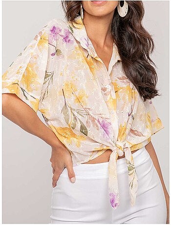 Camicia con motivo e ricamo OWANIE