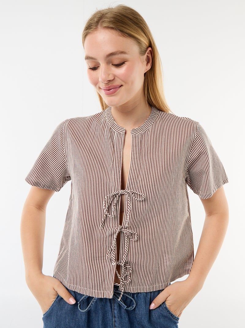 Camicia con nodi Marrone - Kiabi