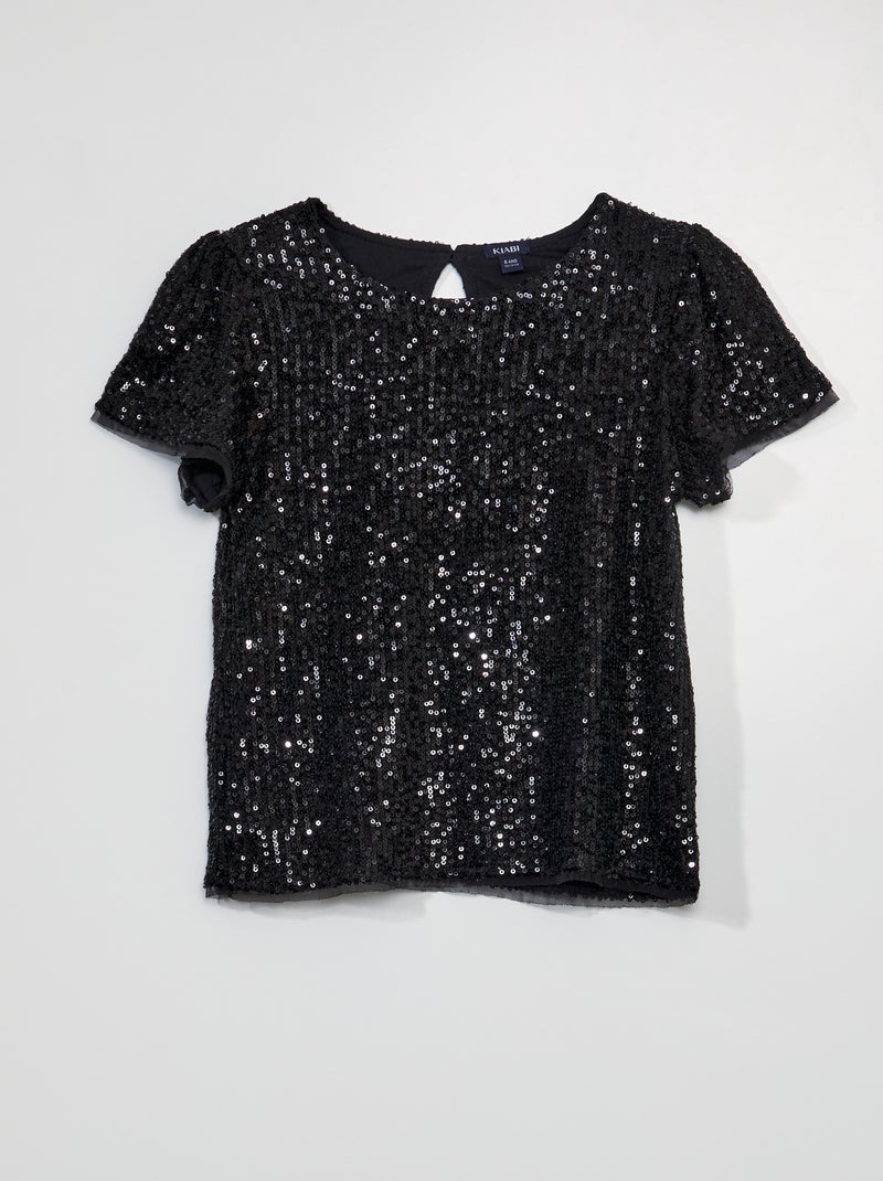 Camicia con paillettes NERO - Kiabi