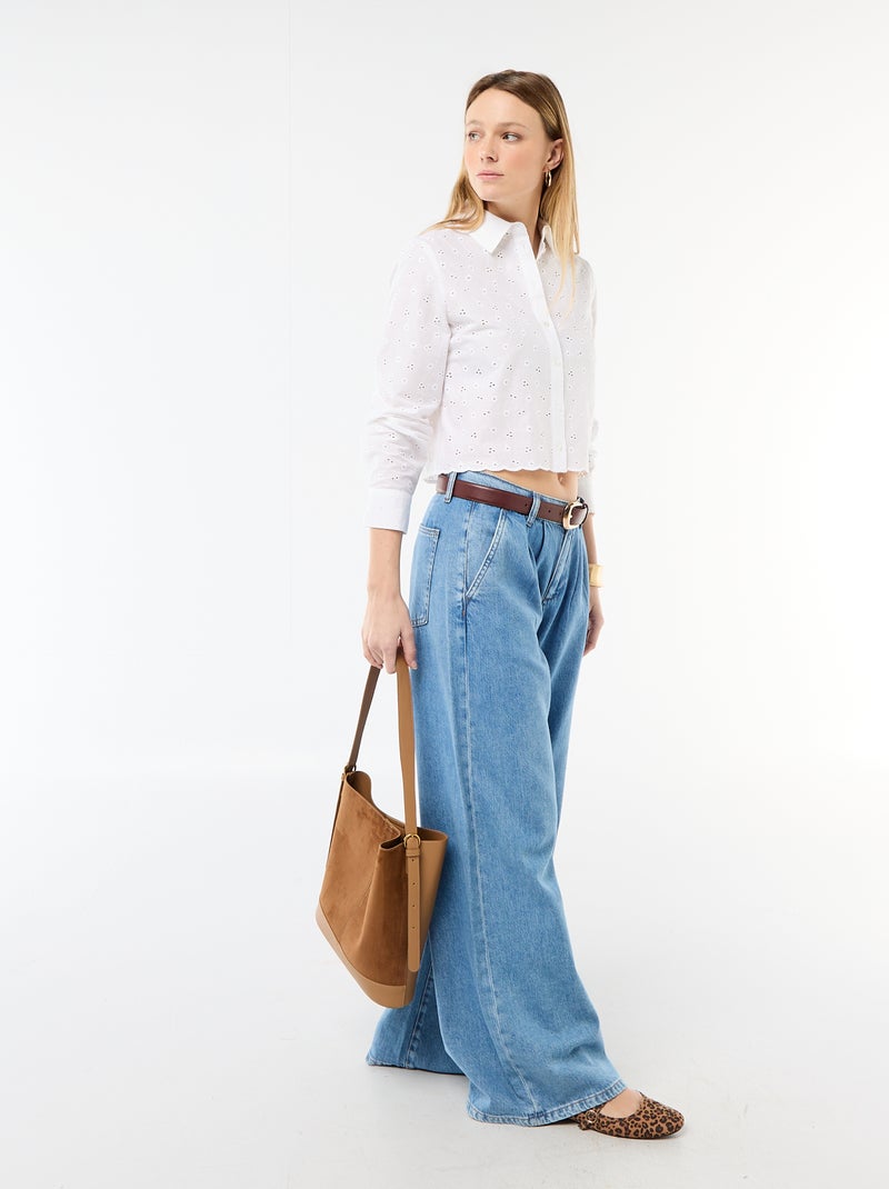 Camicia con ricami all over Bianco - Kiabi