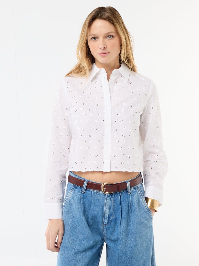 Camicia con ricami all over Bianco - Kiabi