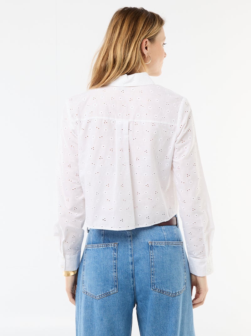 Camicia con ricami all over Bianco - Kiabi
