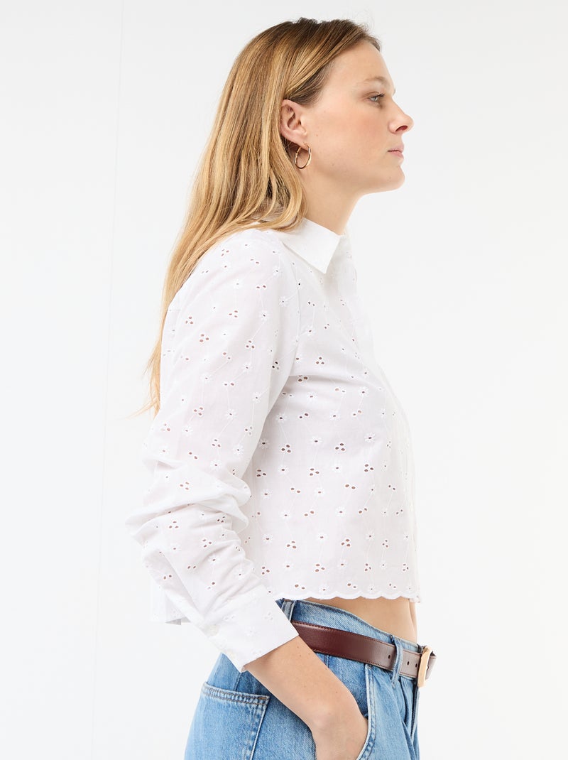 Camicia con ricami all over Bianco - Kiabi