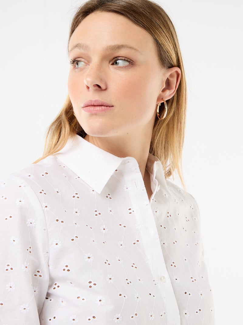 Camicia con ricami all over Bianco - Kiabi