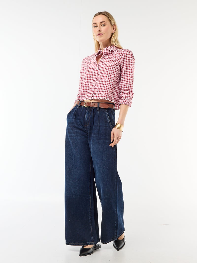 Camicia con ricami all over Rosso - Kiabi