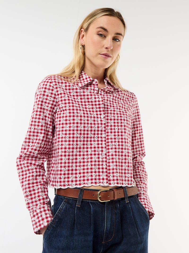 Camicia con ricami all over Rosso - Kiabi