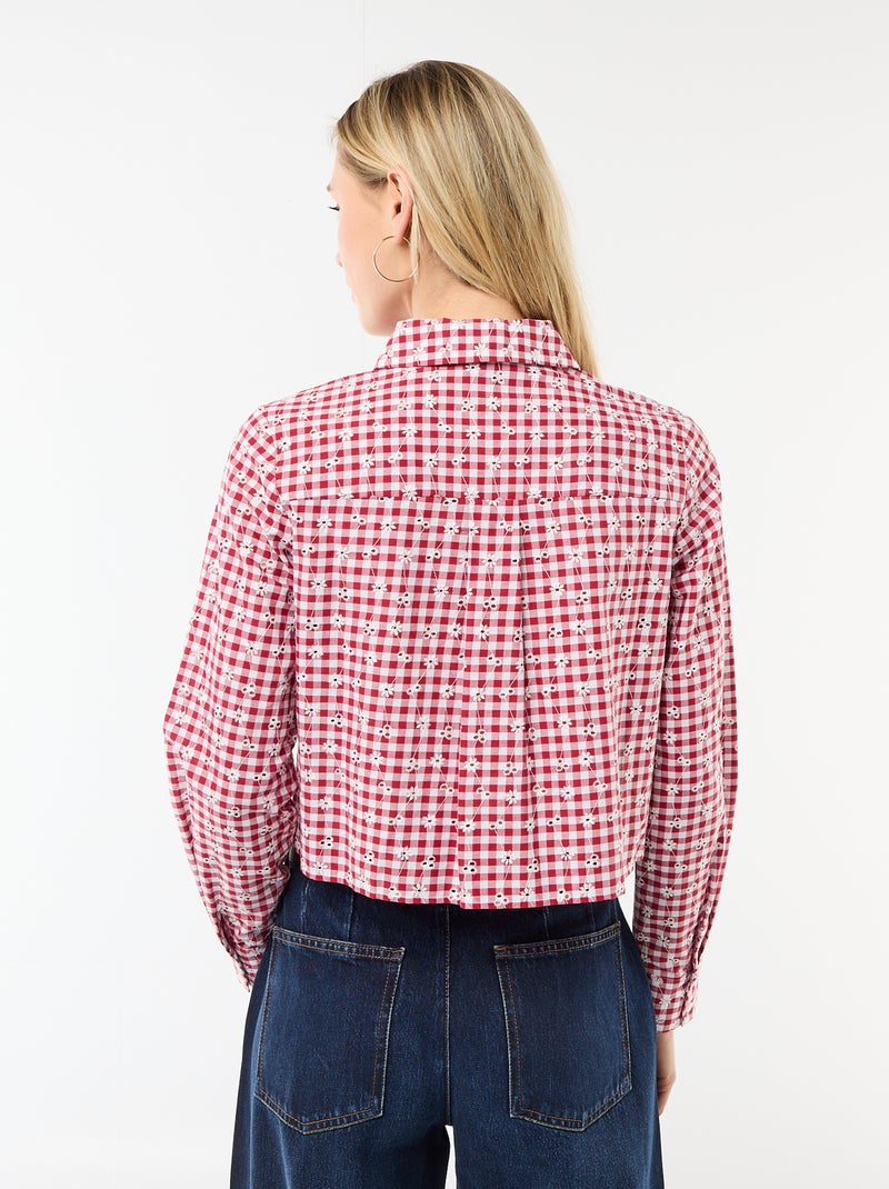 Camicia con ricami all over Rosso - Kiabi