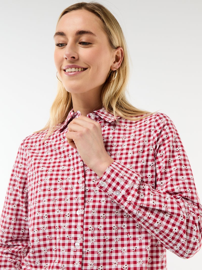 Camicia con ricami all over Rosso - Kiabi