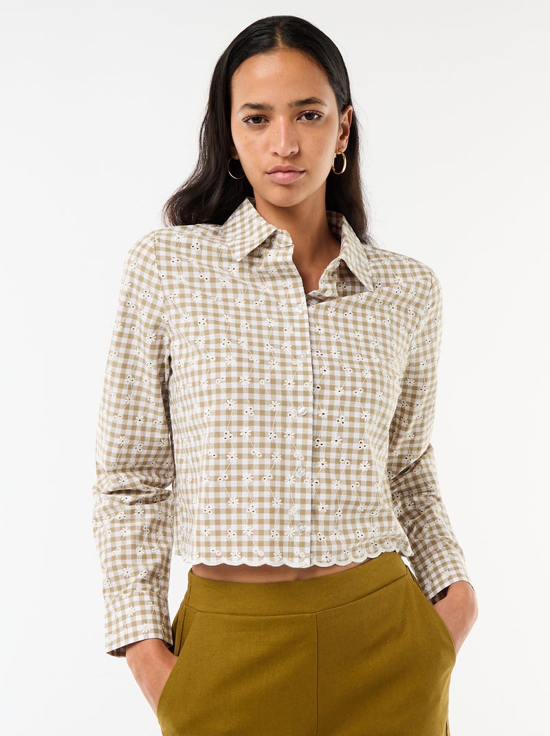 Camicia con ricami all over Verde - Kiabi