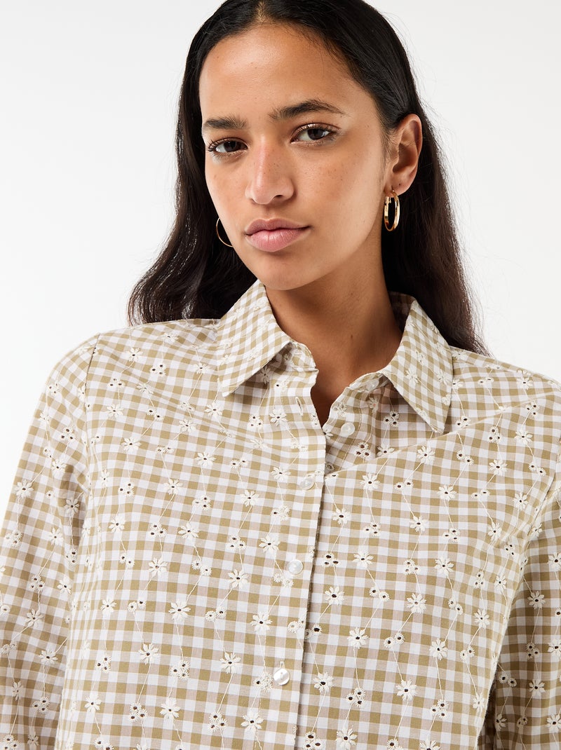 Camicia con ricami all over Verde - Kiabi