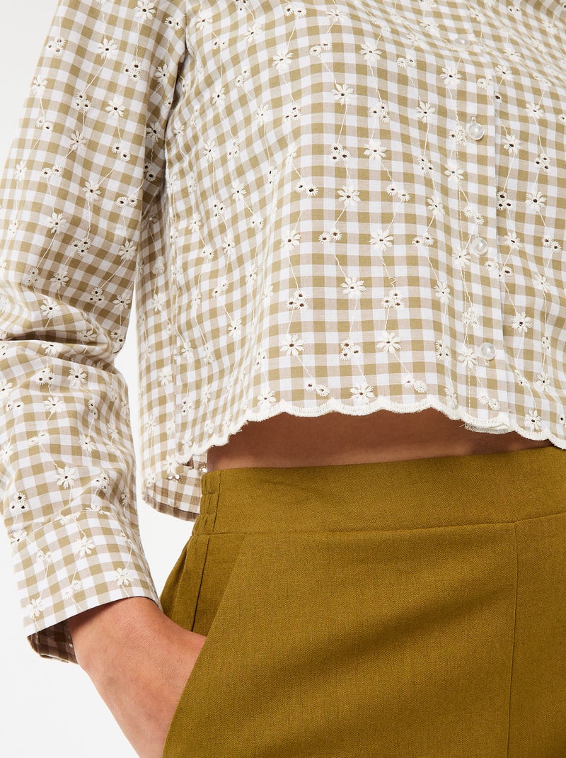 Camicia con ricami all over Verde - Kiabi