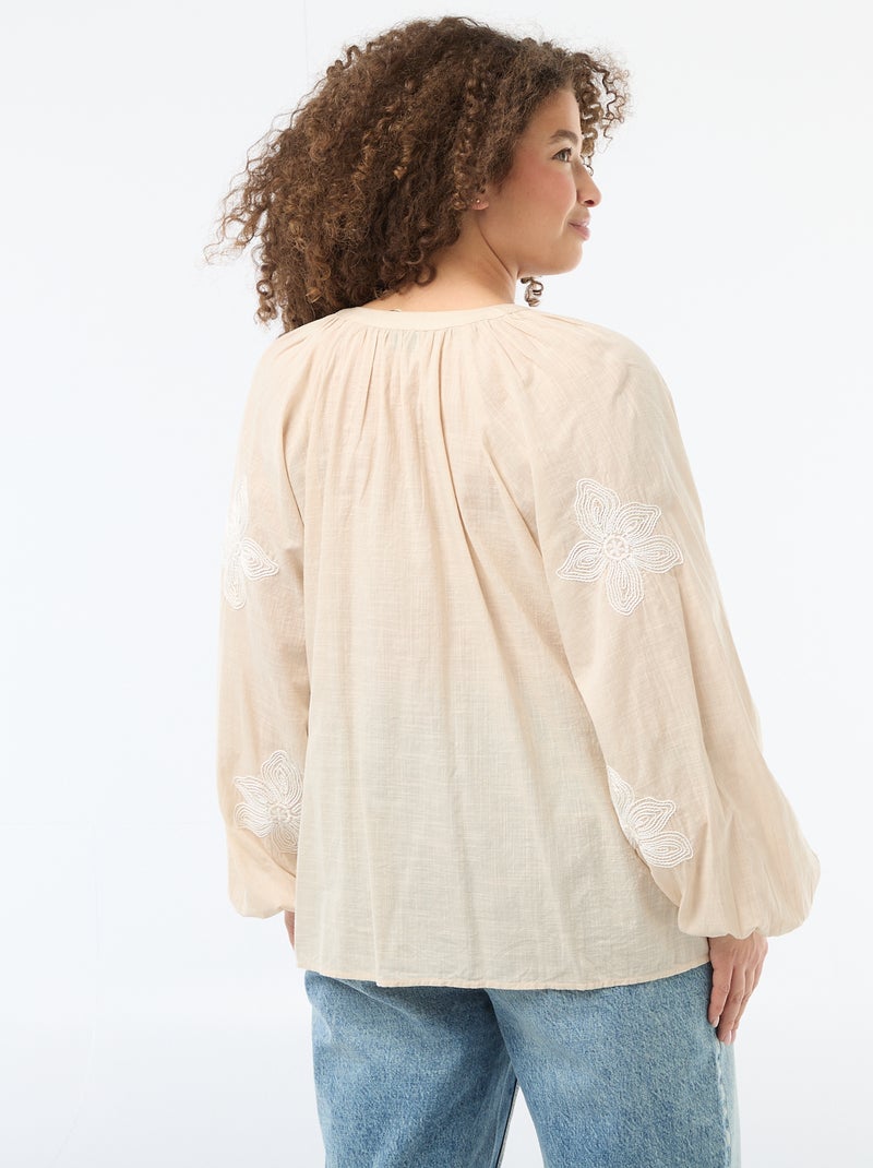 Camicia con ricami Beige - Kiabi