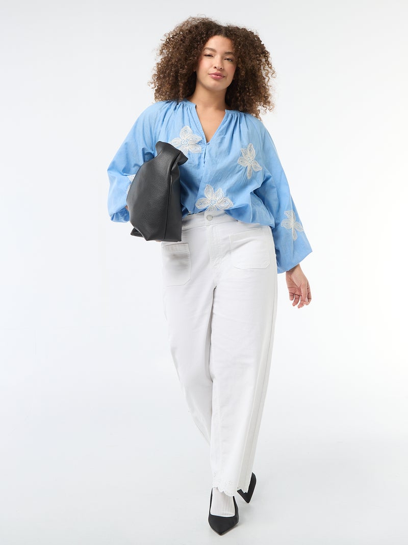 Camicia con ricami Blu - Kiabi