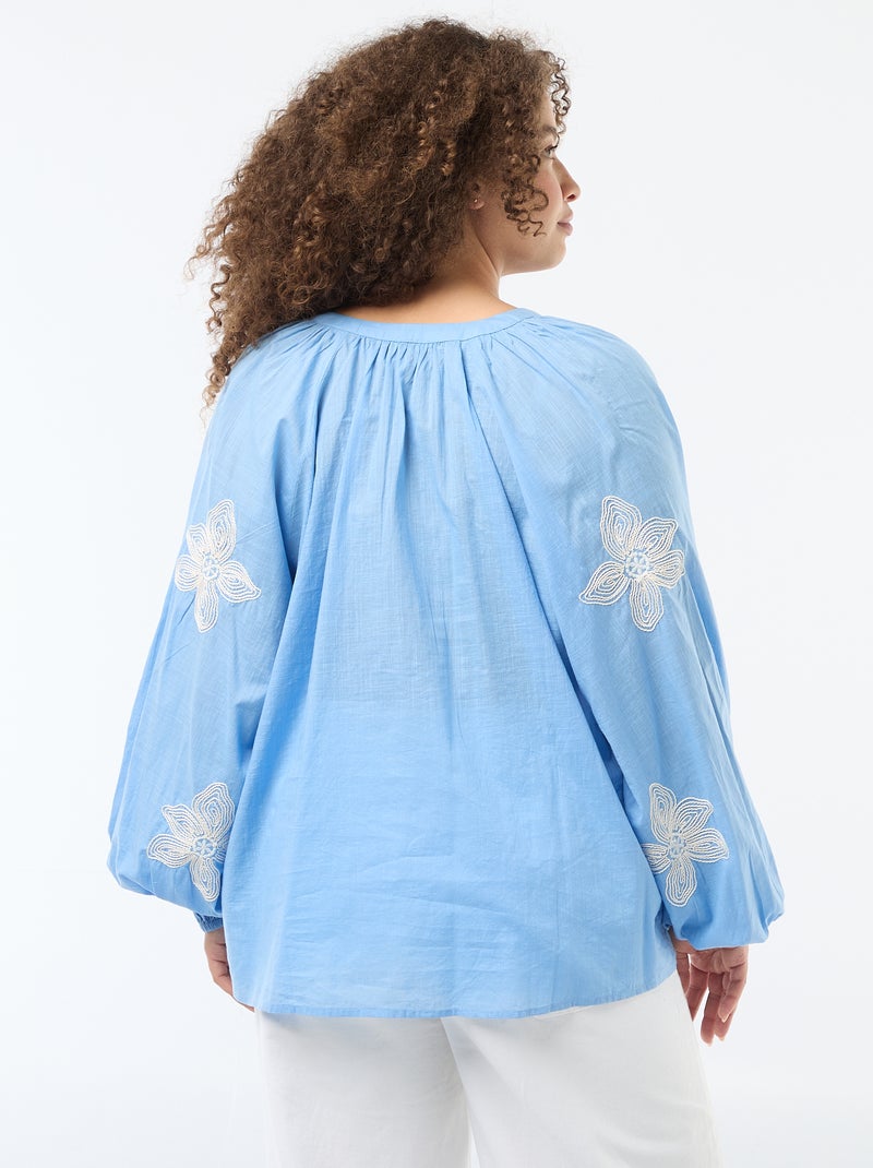 Camicia con ricami Blu - Kiabi