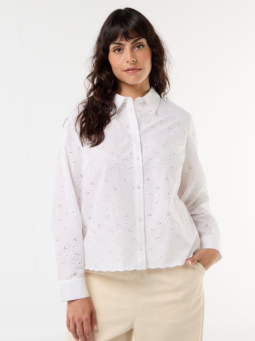 Camicia con ricamo inglese e dettagli ondulati - Kiabi