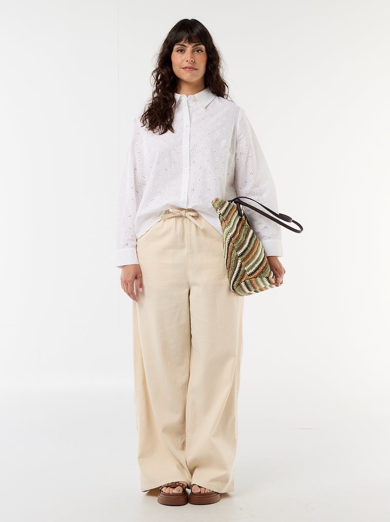 Camicia con ricamo inglese e dettagli ondulati Bianco - Kiabi