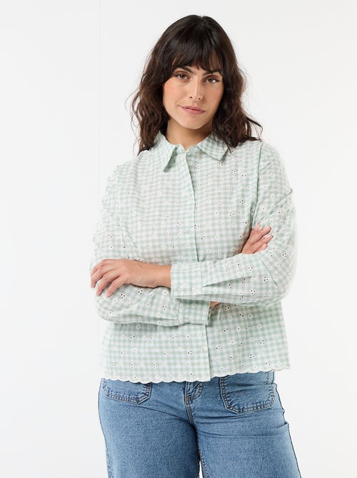 Camicia con ricamo inglese e dettagli ondulati - Kiabi