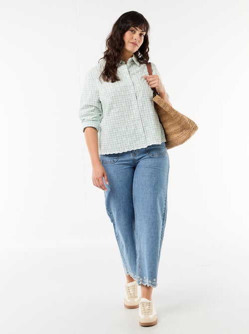 Camicia con ricamo inglese e dettagli ondulati - Kiabi