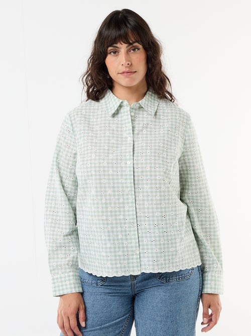 Camicia con ricamo inglese e dettagli ondulati - Kiabi