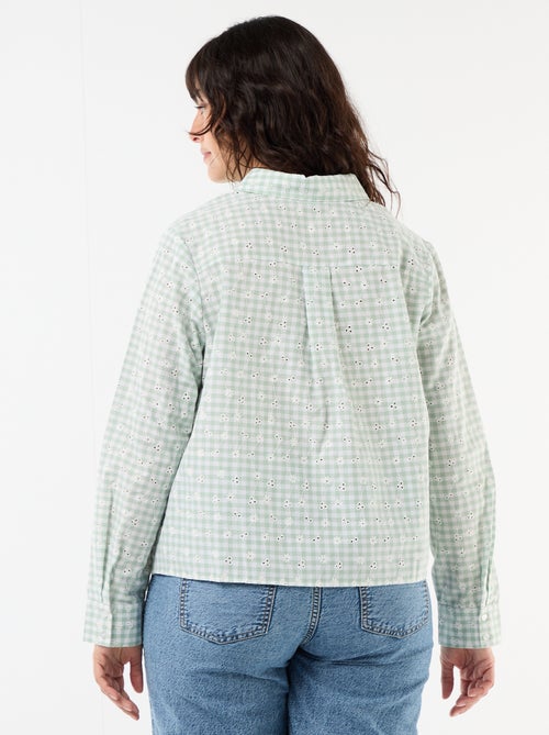 Camicia con ricamo inglese e dettagli ondulati - Kiabi