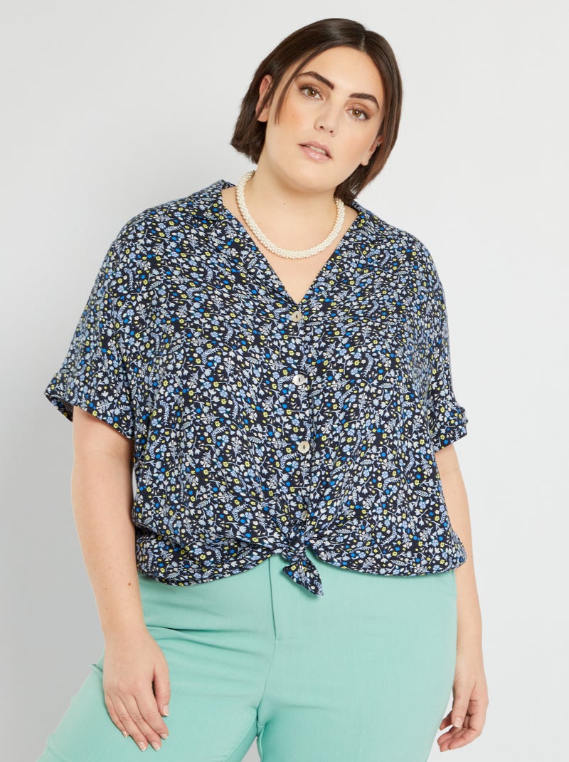 Camicia con stampa a 'fiori' BLU - Kiabi