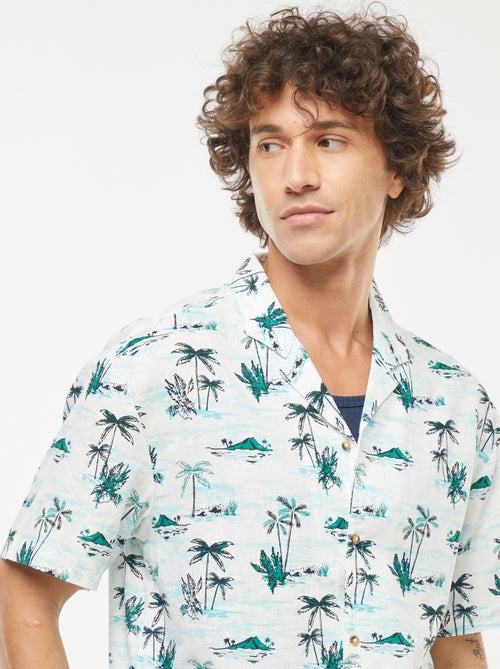 Camicia con stampa a maniche corte in misto lino - Kiabi
