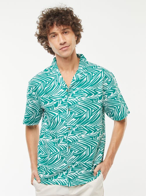 Camicia con stampa a maniche corte in misto lino - Kiabi